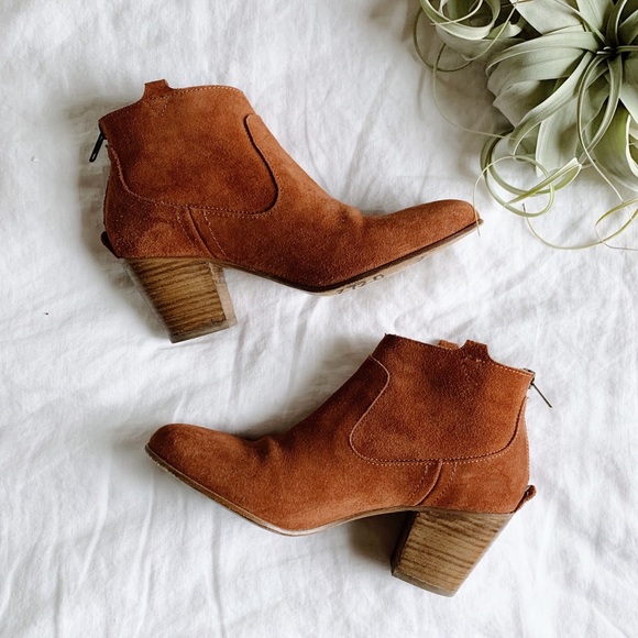 Anthropologie Shoes - Anthropologie Hakei Suede Ankle Boots Cognac 37
